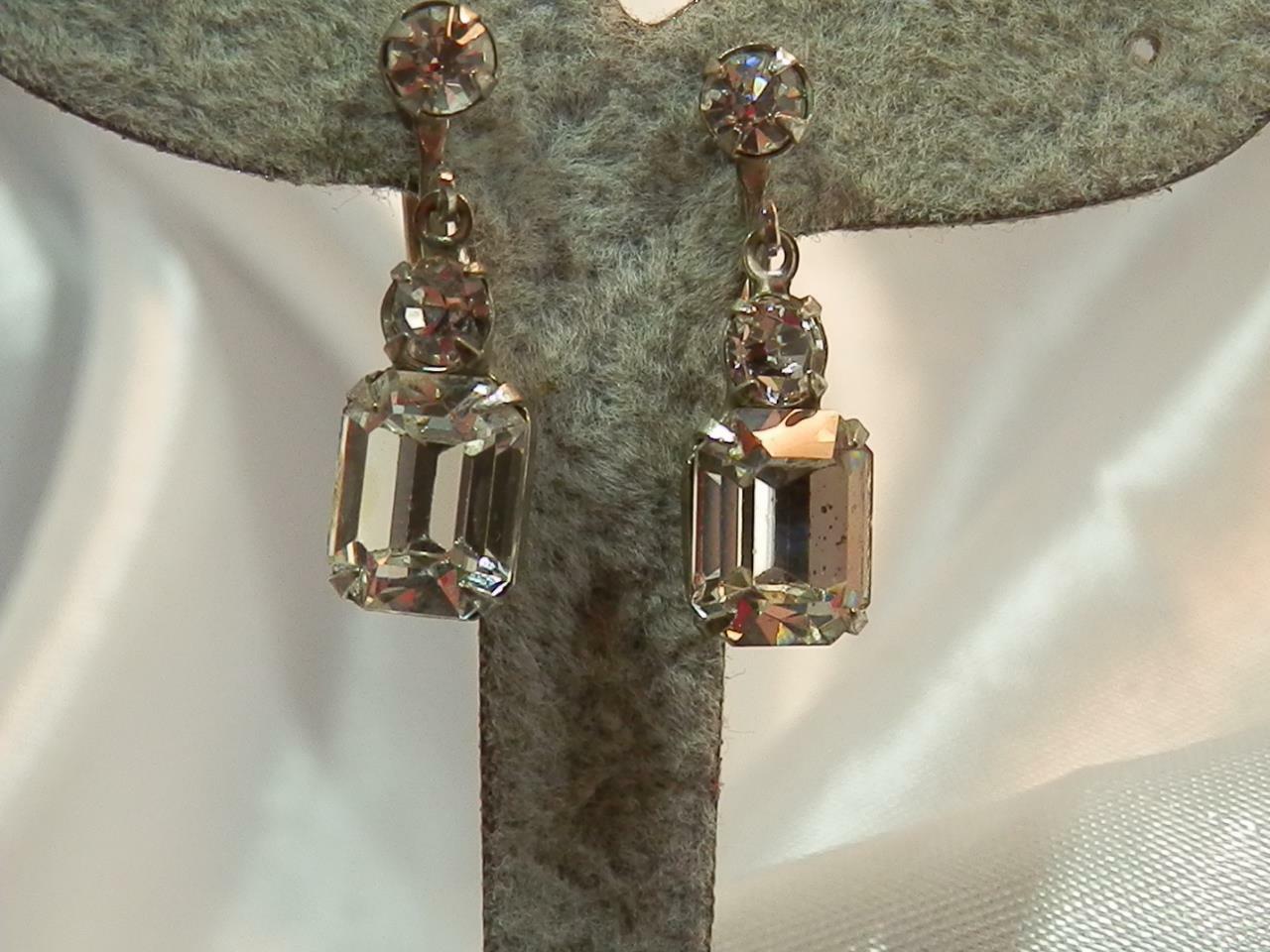 Simple Elegant Dangle Ice Rhinestone Vintage 50's… - image 3