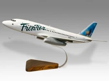 Boeing 737-200 Frontier Airlines Elk Tail Desk Wood Airplane Model Large 1/72