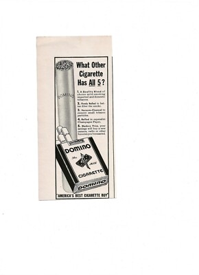 1941 DOMINO CIGARETTE Vintage Print Ad What Other Cigarette has all 5?