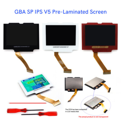Gameboy Advance SP IPS V5 Pre-Laminated LCD Screen Backlight Kits No Cut Shell