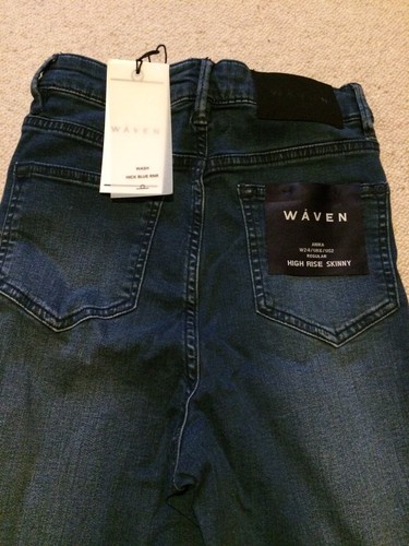 WAVEN NEW £68 Skinny Jeans W24 L30 Indigo Stretch Denim High Rise BNWT - Picture 3 of 4