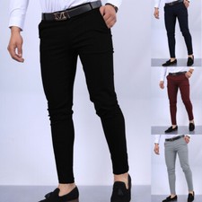 Men's Stretch Dress Pants Slim Fit Skinny Chino Pants