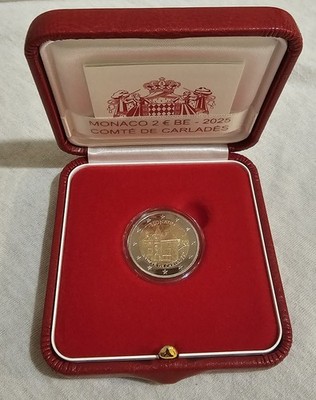 Monaco 2 Euro 2025 Comte de Carladès PP Be Proof Gedenkmünze