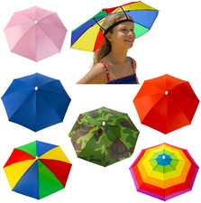 6 Pack Umbrella Hat Rainbow Umbrella Hat for Kids Adult Women, Colorful Umbrella