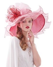 Z X Women's Kentucky Derby Church Hat Organza One Size 02b- Burgundy and Pink