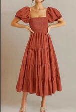 Anrabess Womans XL Dress Orange Color On Or Off The Shoulder