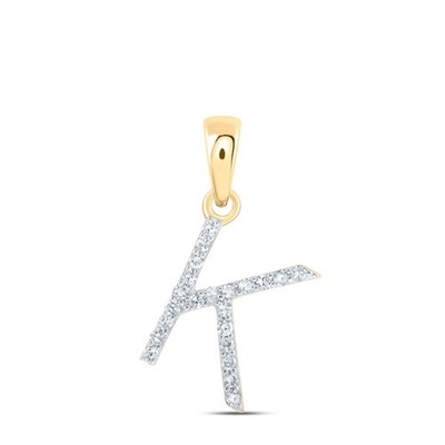 10k Gelbgold 0,09ctw natürlicher Diamant Initiale ''K'' Charm 0,54g Buchstabe Anhänger