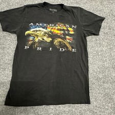 True Blue T-Shirt Mens Size M Black American Pride Eagle Graphic USA Made Cotton