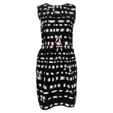 Red Valentino Bow Printed Mini Sleeveless Dress In Polyester Women Blac Size 44