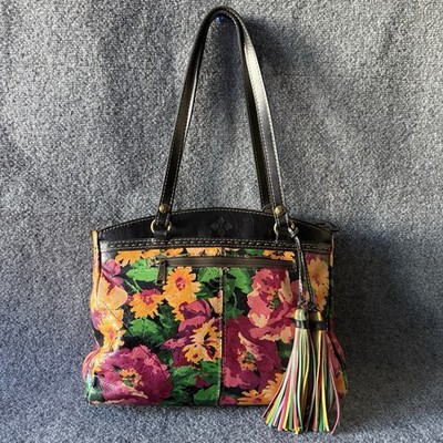Patricia Nash Summer Bloom Poppy Leather Tote Bag Tassel Old Money Luxury