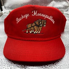 Vintage Buckeye Horsepullers KC Hat Mens OS Red Snapback Rope Trucker Mesh
