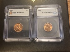1957 1958 Lincoln Cent Nice In Slab High Grade Sharp 