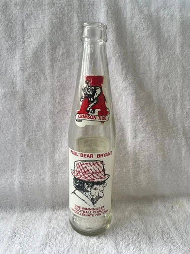 VINTAGE ALABAMA CRIMSON TIDE 315 WINS PAUL BEAR BRYANT "WITH TAIL" COKE BOTTLE