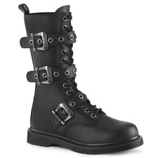 Pleaser Demonia 1 4" Heel 14-Eyelet Mid-Calf Combat Boots Side Zip Bolt 330