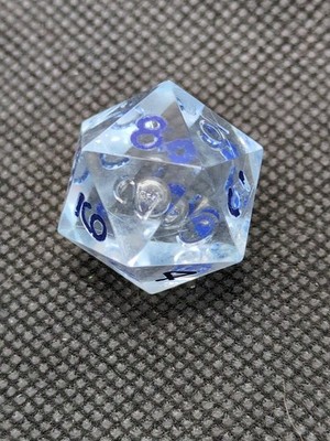 Vintage Gamescience Clear Blue D20 (0-9) Twice Dice