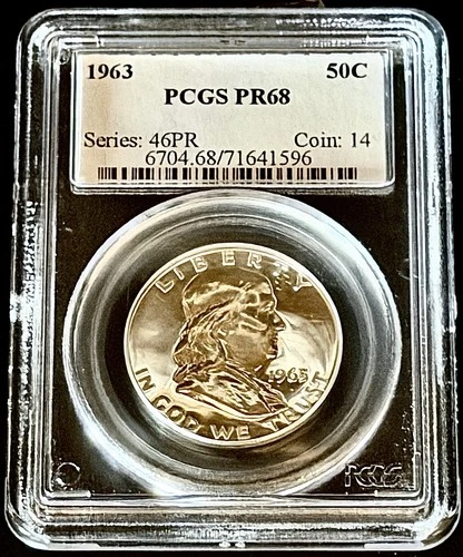 1963 Silver Proof Franklin Half Dollar PCGS PR68 **STUNNING COIN**