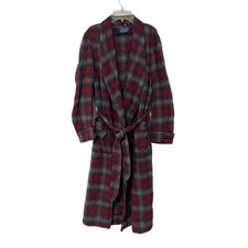 Vintage PENDLETON Tartan Red Gray 100 Virgin Wool Robe Mens Medium 80  s
