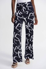 Joseph Ribkoff Geometric Belted Wide Leg Pants Midnight Blue/vanilla