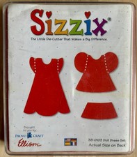 Sizzix Doll Clothes Dress Set Die Cut Original Red Large 2 outfits 38-0103