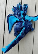 Folkmanis Blue Three-Headed Dragon Puppet 16" Long 5 Finger Hand Puppet Plush