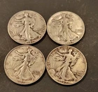 Walking Liberty Half Dollars 90% Silver US Coins 1940s Lot Of 4