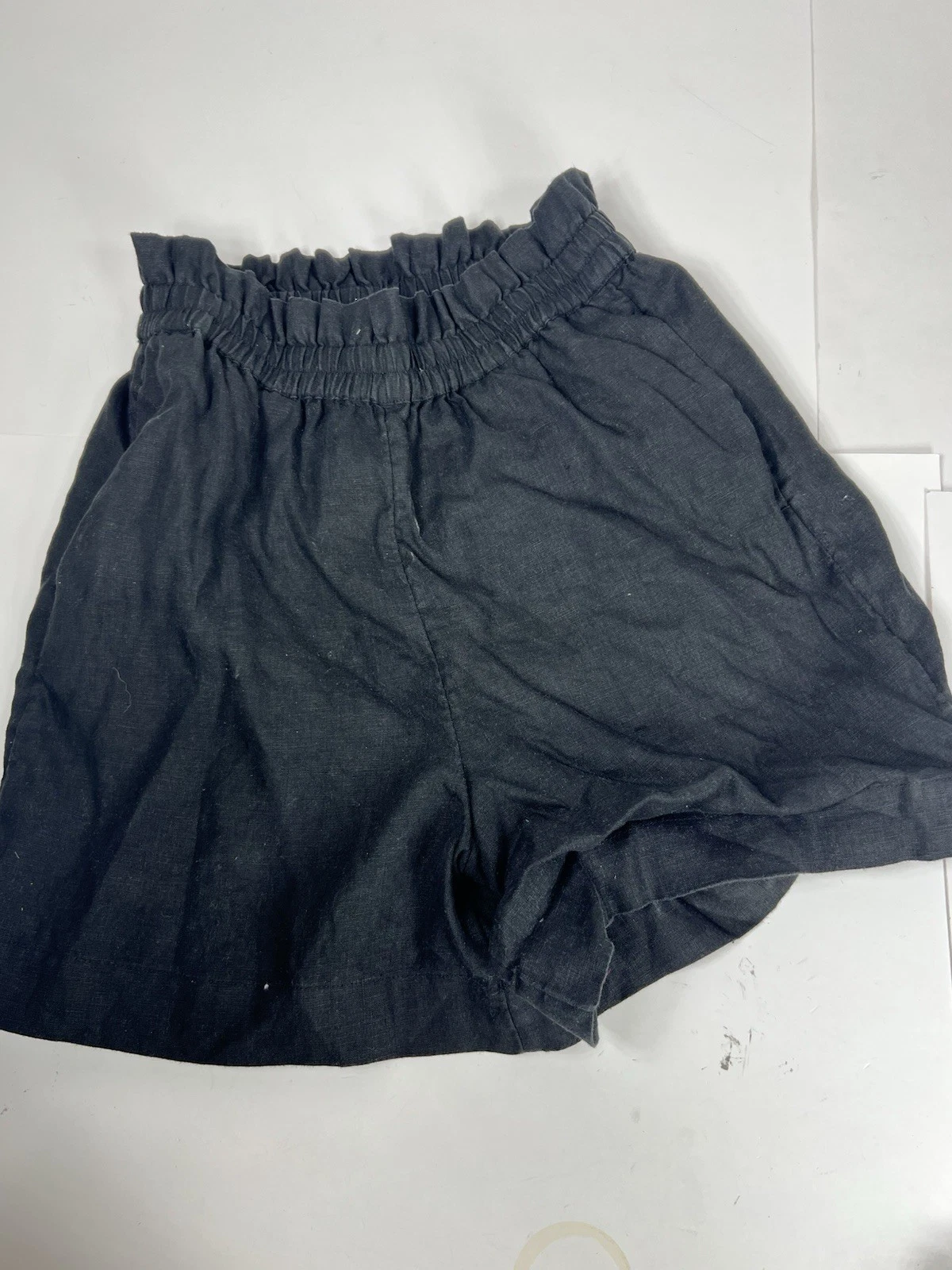 Shorts Linen High Ride Elastic ShopBop Wide Pockets Lagenlook Relaxed