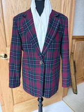Vtg Sag Harbor Sz 8 Scottish Tartan Plaid Blazer Jacket Academia Oxford Teacher