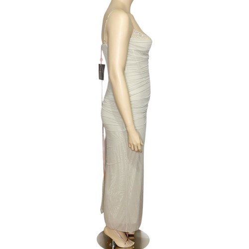 NWT HOUSE OF CB Nalini Mesh Lace Corset Maxi Dress, Sand, L+ - 第 5/7 張圖片