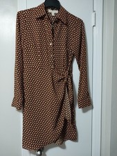 Michael Kors Geo Marigold Button Down Mock Wrap Side Tie Dress Size XS NWT