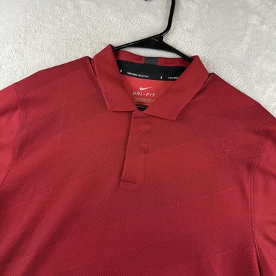 Nike Tiger Woods Collection Polo Shirt Mens Large Sunday Red Dri-FIT Snap Button