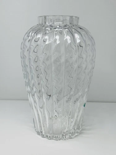 Vintage Tiffany & Co. 13 1/4” Oriental Flower Vase Clear Large Glass Optic Swirl
