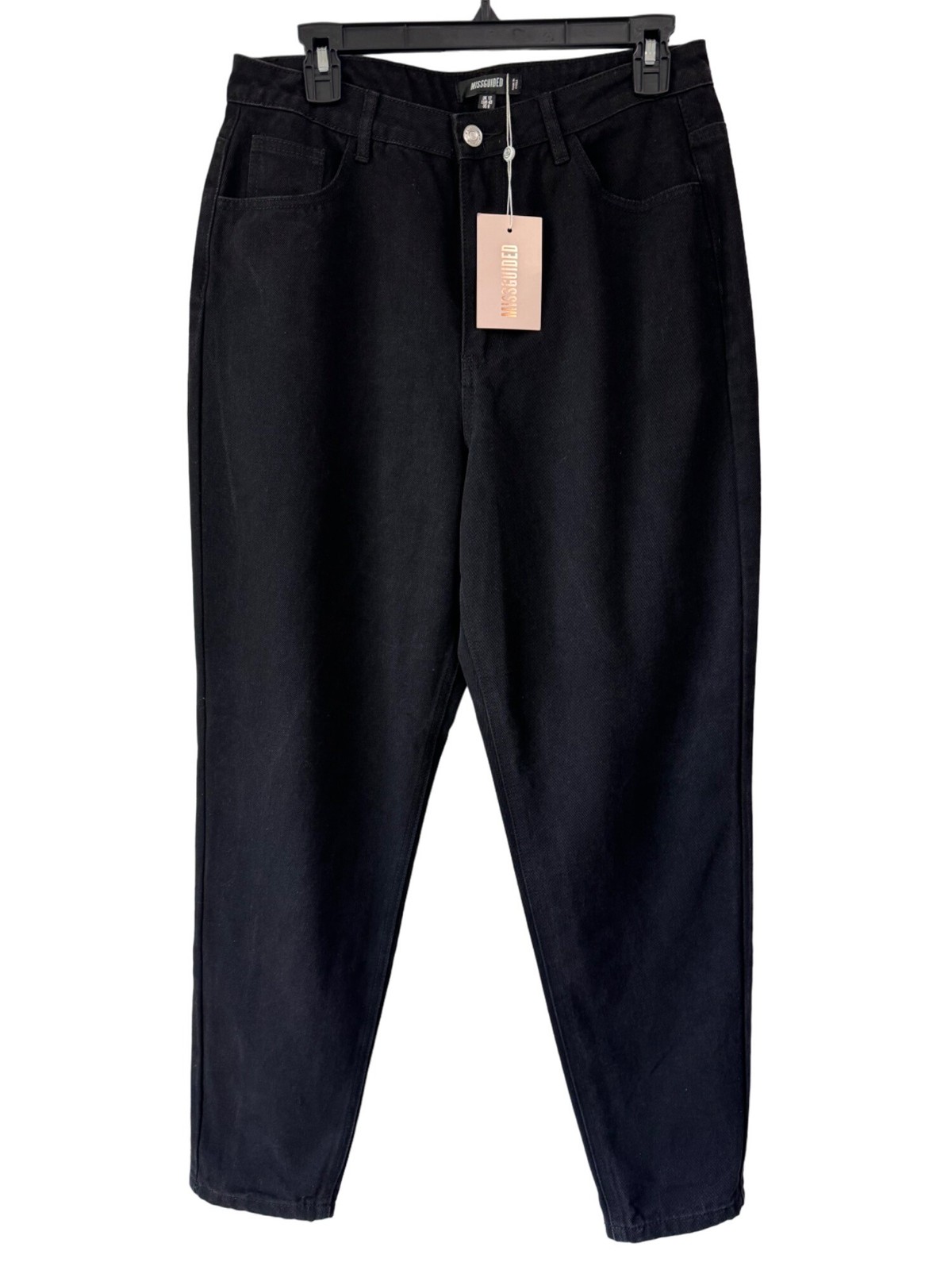 Misguided Womens Jeans Size 8 Black Denim High Rise Taper NEW