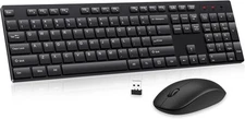 Wireless Keyboard and Mouse, Silent Full Size Cordless USB Keyboard Mouse