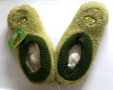 The Grinch Dr.Seuss fleece lined Slipper Socks. Small/Medium.Green color.Shimmer