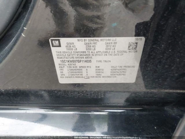 2016 Chevrolet Silverado 2500 Front Right Door Trim Panel RF 4DR PU BLK Used - Image 4 of 4