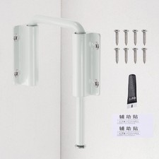 Stainless Steel Sliding Door Lock, U-Bolt Door Latch, White with Adhesive 