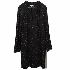 Ann Taylor Loft Dress Womens Size 8 Black Floral Print Pink Long sleeve Lined