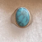 Vintage SW Navajo 925 Sterling Silver Turquoise artist stamp Men's Ring Size 11