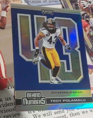 2020 Panini Playoff - Behind the Numbers Troy Polamalu #BTN-10 Blue Prizm