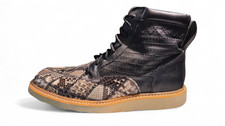 Men's Genuine Python Patchwork Natural Lace-Up Texas Country Square Boots 819-20