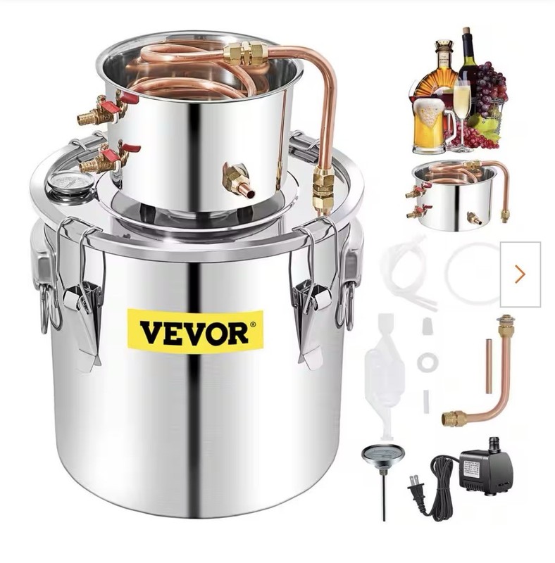 VEVOR Stainless Steel Still Built-in Thermometer Dual Temp 15.7 x 15.7 in