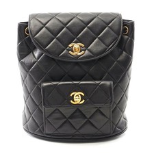 Chanel Lambskin Matelasse Backpack Women Black One Size 543588