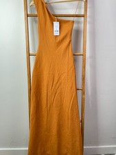 Charcoal Dress Womens 4 Orange Rema Twisted One Shoulder A-Line Maxi Outdoor NWT