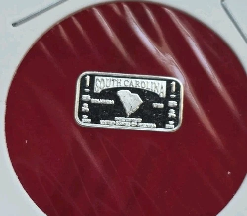 State Of South Carolina - 1 Gram .999 Fine Pure Silver Mini Bar Ingot Coin
