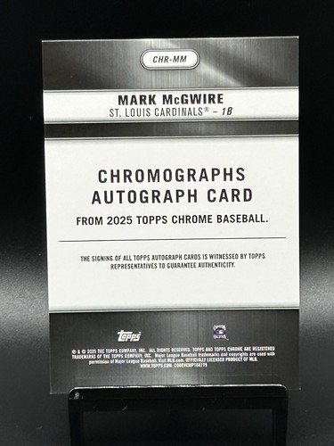 MARK McGWIRE 2025 Topps Chrome Chromograph Autograph #/50 - Picture 2 of 2