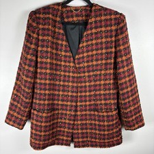 Doncaster Women's 14 Multicolor Tweed Wool LIned Pockets Blazer Old Money VTG