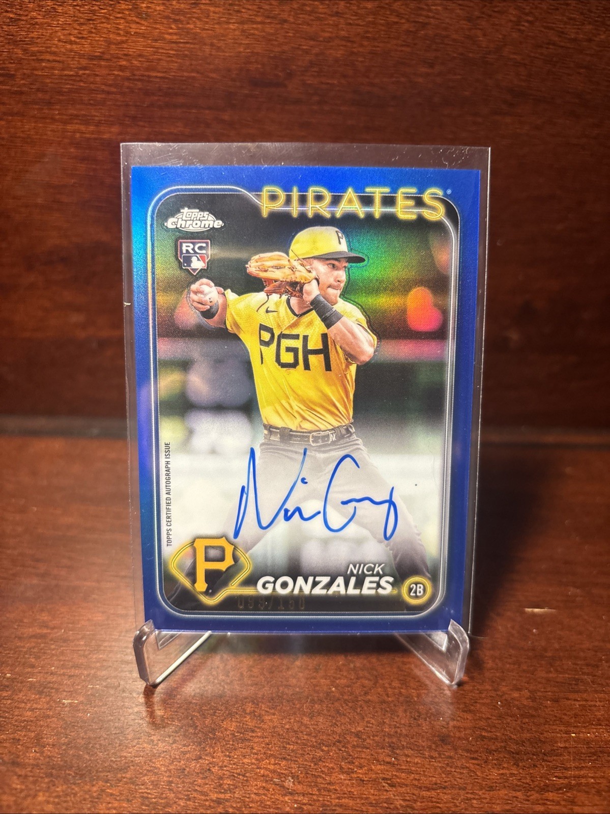 2024 Topps Chrome Nick Gonzales #RA-NG Rookie Blue Refractor Auto /150 Pirates