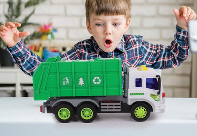 Garbage Truck Toy Boy Gift Friction-Powered Waste Management Recycling Vehicle