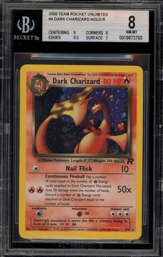 Pokemon Dark Charizard Team Rocket Unlimited Holo Rare #4 BGS 8