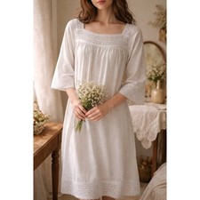 Vintage Christian Dior Lingerie Nightgown M Cottagecore Prairie Crochet USA Made